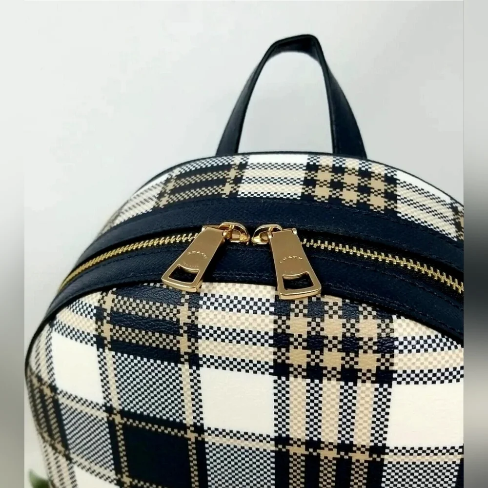 COACH Kenley Backpack Garden Plaid Print Midnight Blue C8588 NWOT - Picture 8 of 16
